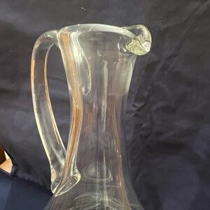 Vintage Etched Glass Decanter with Handle, Grape Pattern